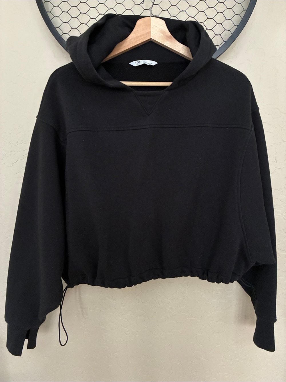 DSG Black Cropped Drawstring Hem Hoodie - Women